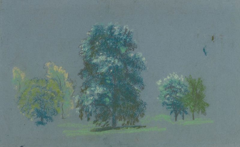 Tree Study de Arthur Bowen Davies, óleo que representa árboles y hojas.