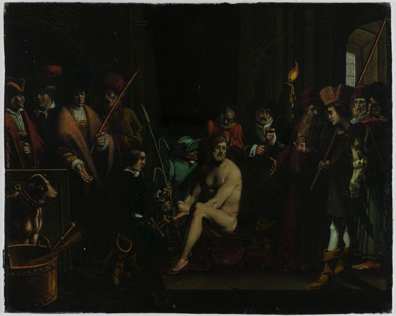 Mocking of Christ, meio dourado, de um artista não identificado
