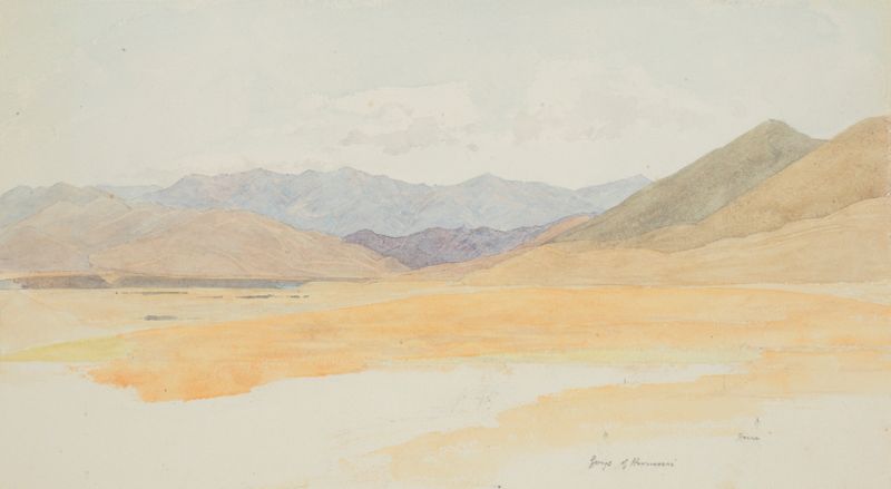 Gorge of Hurunui de James Crowe Richmond, óleo sobre lienzo que muestra acantilados y un río.