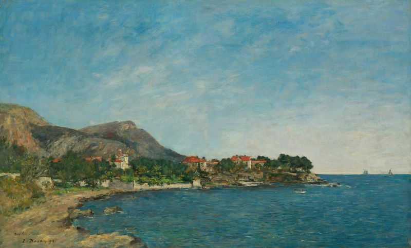 Escena marina de Beaulieu; The Bay of Fourmis de Eugène Boudin, pintura al óleo