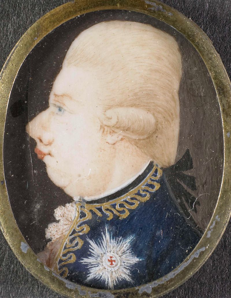 Retrato de Willem V, príncipe de Oranje-Nassau, esculpido em marfim por um artista desconhecido
