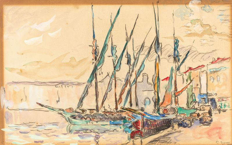 Escena marina en St Tropez, óleo sobre lienzo de Paul Signac