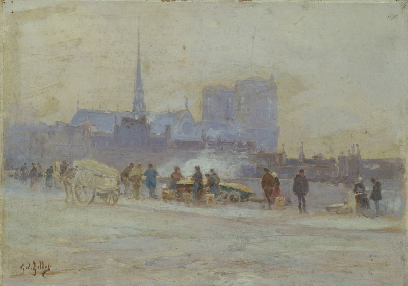 Notre-Dame, vue du quai de l’Hôtel-de-Ville by Eugène Louis Gillot, oil on canvas