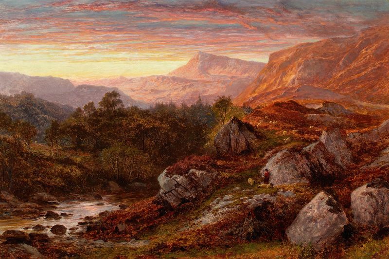 Landscape of The Valley of the Lleder by Benjamin Williams Leader, oil painting