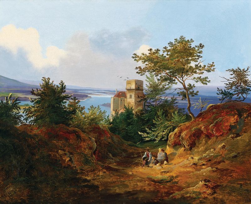 A View of the Danube Valley with the Greifenstein Ruins, oil on canvas by Wilhelm Steinfeld