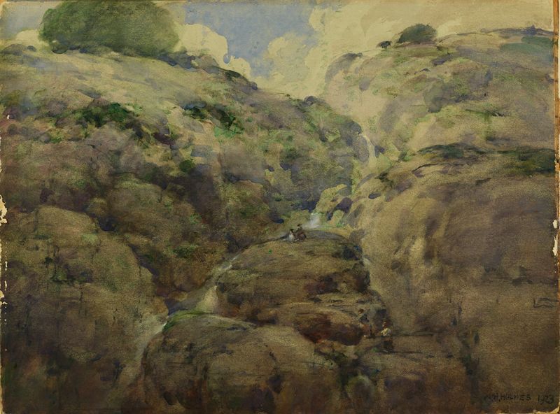 Landscape of Mountain Gorge, Colorado by William Henry Holmes, oil painting