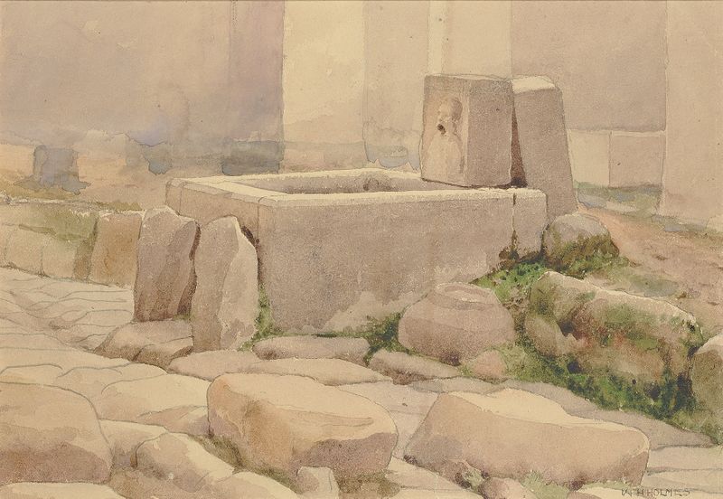 Victorian architecture featuring a fountain and horse trough by William Henry Holmes