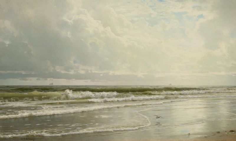 Rockaway Beach de William Trost Richards, pintura al óleo que representa olas y costa