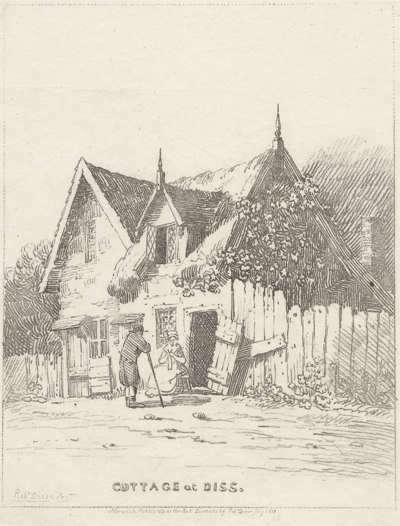 Cottage at Diss by Robert Dixon, oil painting of a tranquil landscape