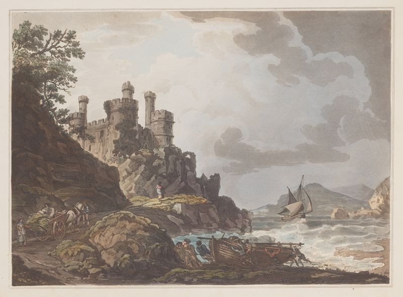 Conway Castle landscape by Philip James de Loutherbourg, oil painting