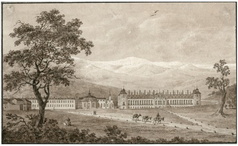 Paisagem de Otto Howen, retratando um pátio ensolarado com vegetação exuberante.