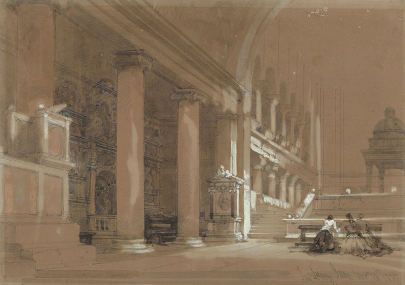 Interior da Igreja de San Lorenzo, Roma, óleo sobre tela de David Roberts