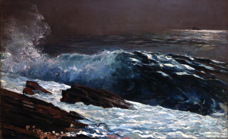 Cena marinha com luz do sol nas ondas, pintura a óleo de Winslow Homer