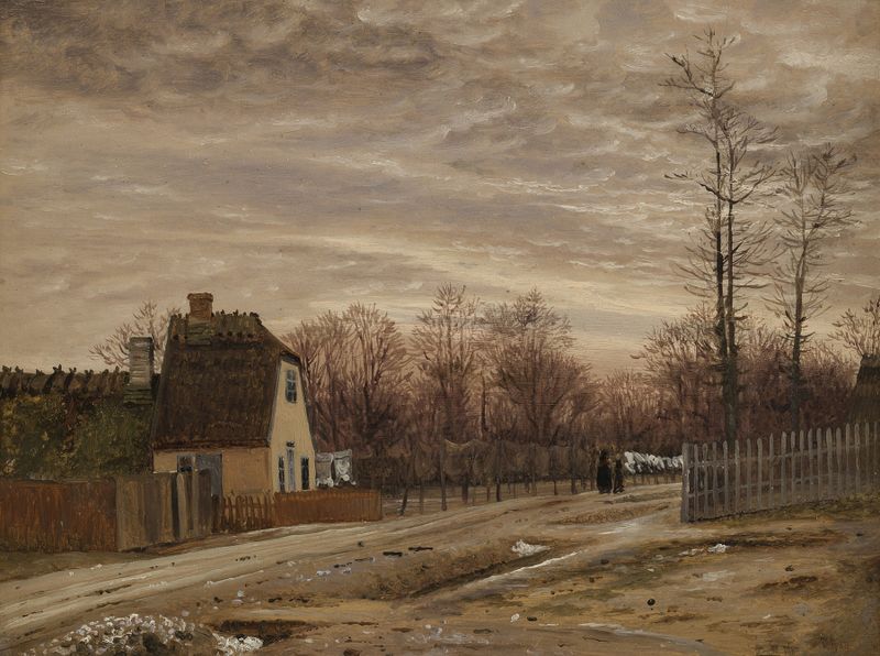 Evening after a Thaw, oil on canvas by Vilhelm Kyhn, depicting a thawing landscape at twilight.