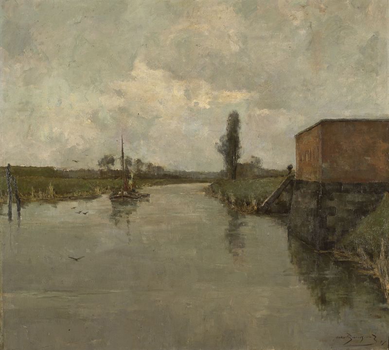 View of the Surroundings of Dendermonde, oil on canvas by Albert Baertsoen