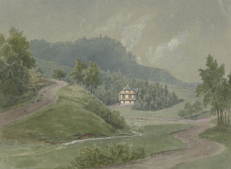 Landscape depicting gentle hills and soft light, oil painting by Peter Burnitz