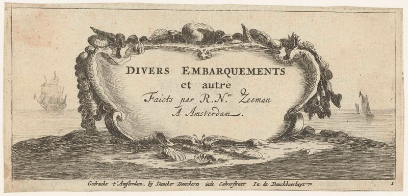 Cartouche met schelpen, gravura de Reinier Nooms com conchas ornamentadas.