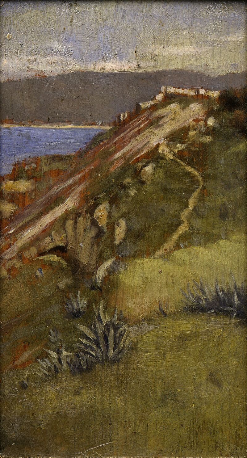 Escena marina que muestra un atardecer sobre el mar, pintura al óleo de Norman Garstin