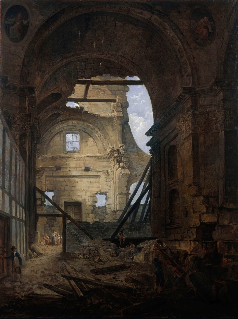 Ruinas de La chapelle de la Sorbonne, pintura al óleo de Hubert Robert
