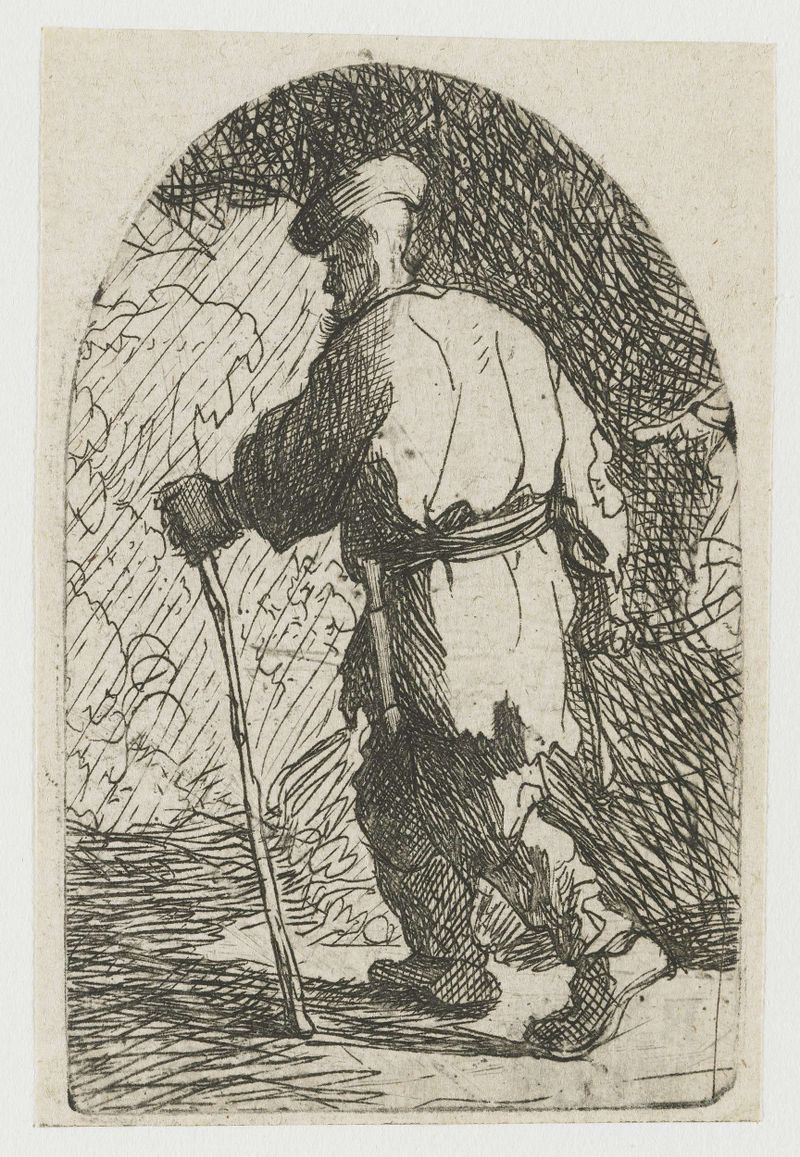 Gravura de Rembrandt van Rijn representando São José na Fuga para o Egito