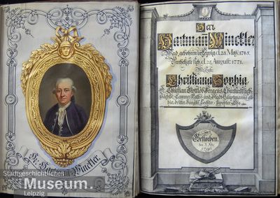 Retrato de Hartmann Winckler, óleo sobre pergamino de Müller