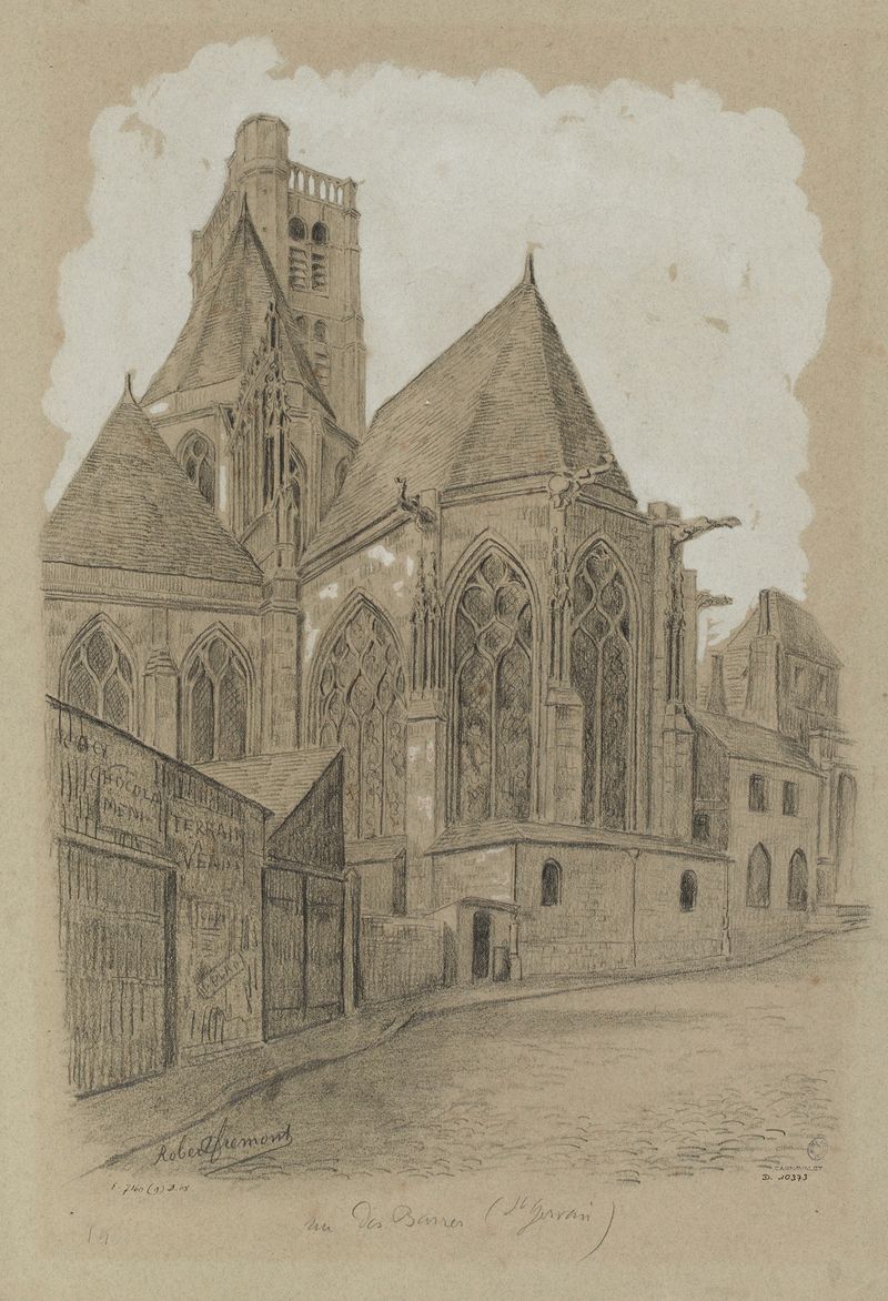 Eglise Saint-Gervais by Robert Frémont, depicting a church façade with light effects, unknown medium.