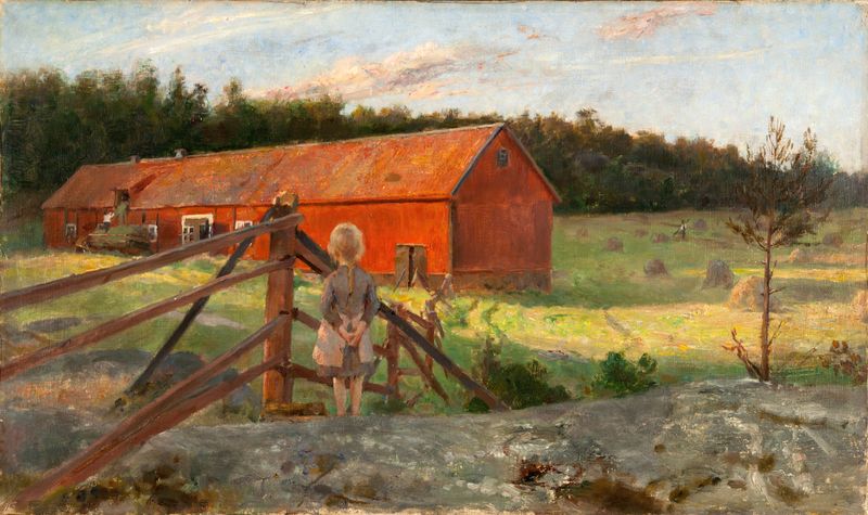Paisagem com campos ondulados em pintura a óleo de Hanna Hirsch-Pauli