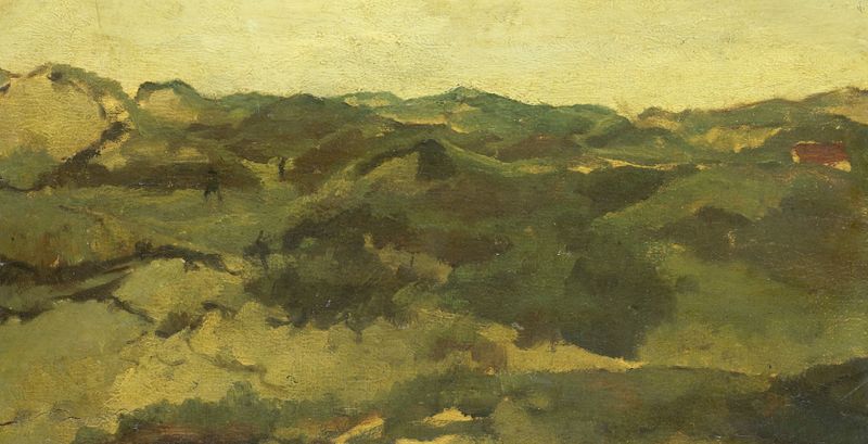 Uma paisagem de heath com colinas e nuvens, óleo sobre tela de George Hendrik Breitner