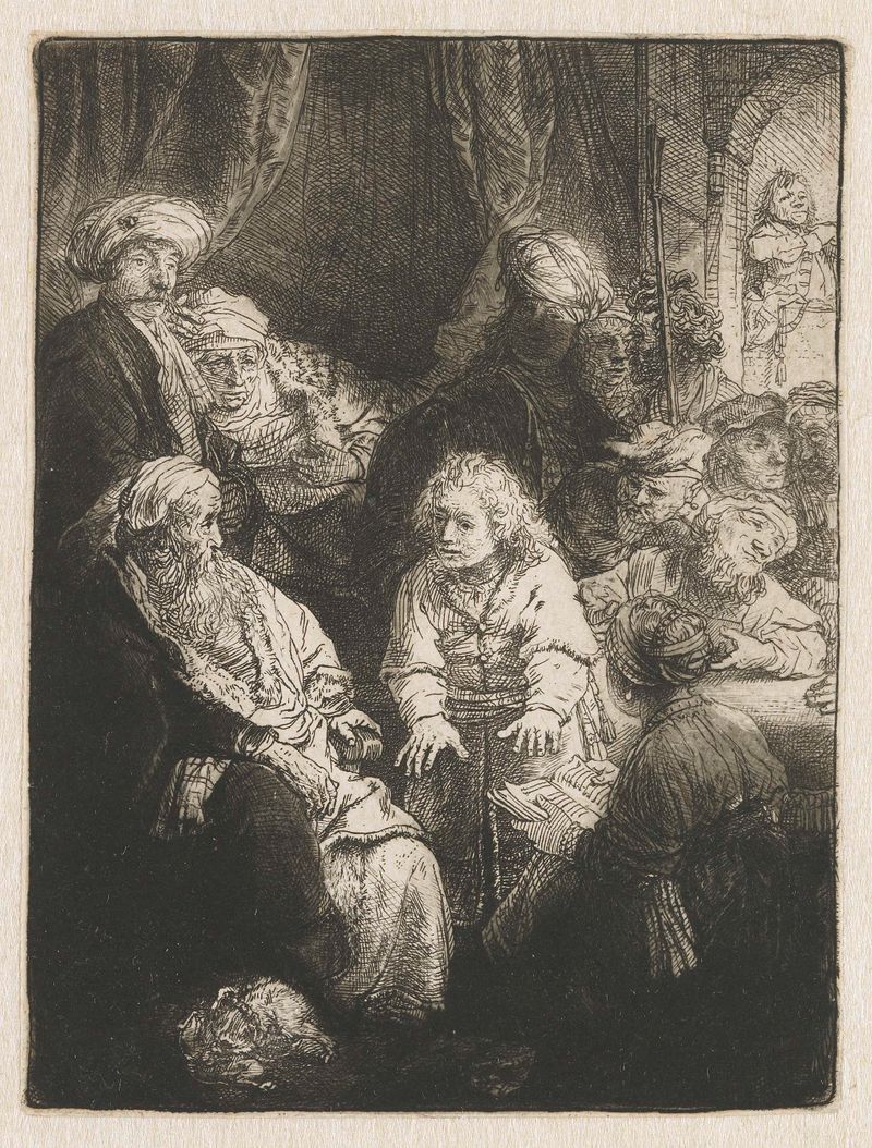 Grabado de Rembrandt van Rijn que representa a José reflexionando sobre sus sueños.