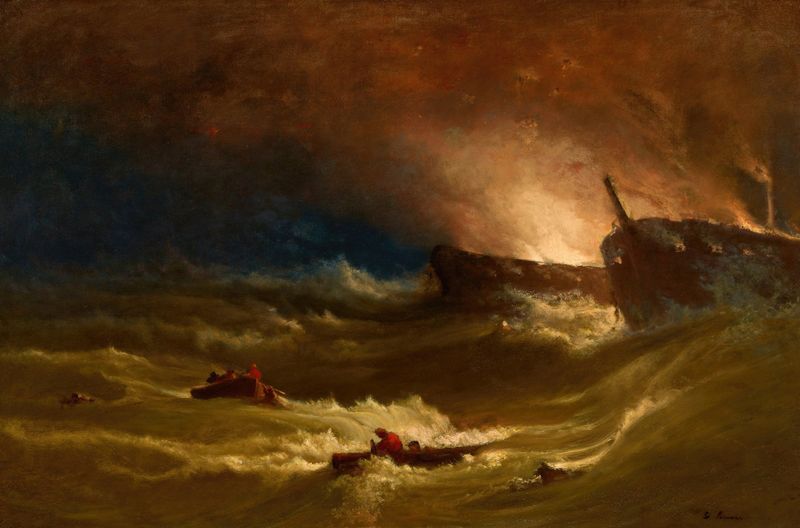 Escena marina con olas turbulentas, óleo sobre lienzo de George Inness