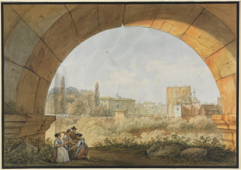 Architecture of the Baths of Titus in Rome, oil painting by Abraham-Louis-Rodolphe Ducros