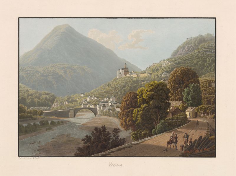 Villa de Gabriel Lory el Joven, óleo sobre lienzo que representa un paisaje tranquilo con luz suave.