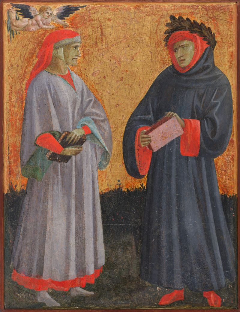 Dante e Petrarca, meio de ouro por Giovanni dal Ponte