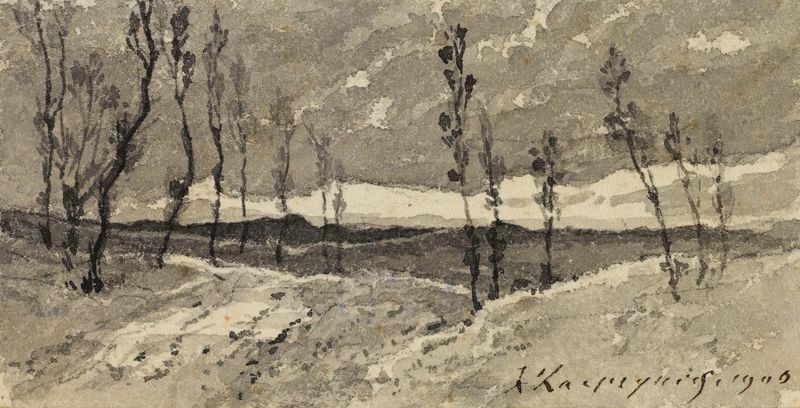 Paisaje con montañas y valles, pintura al óleo de Henri-Joseph Harpignies