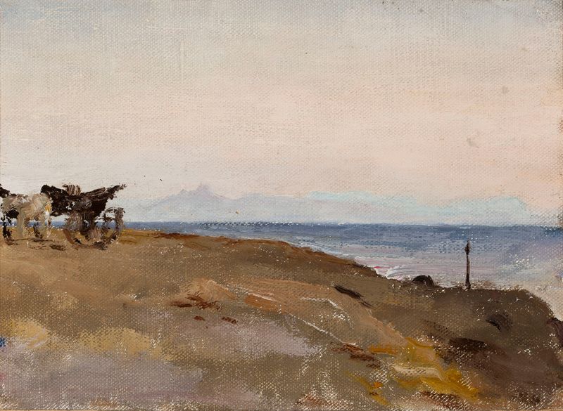 Phaleron cerca de Atenas de Jan Ciągliński, paisaje impresionista, pintura al óleo