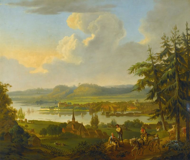 Vista del paisaje de Kristiania, From Ekebergasen de Christian August Lorentzen, óleo sobre lienzo