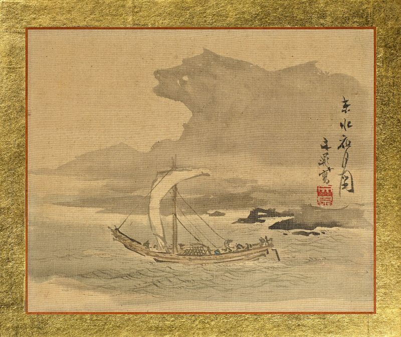 Kyoto seascape under the night moon by Tani Bunchō, Ukiyo-e