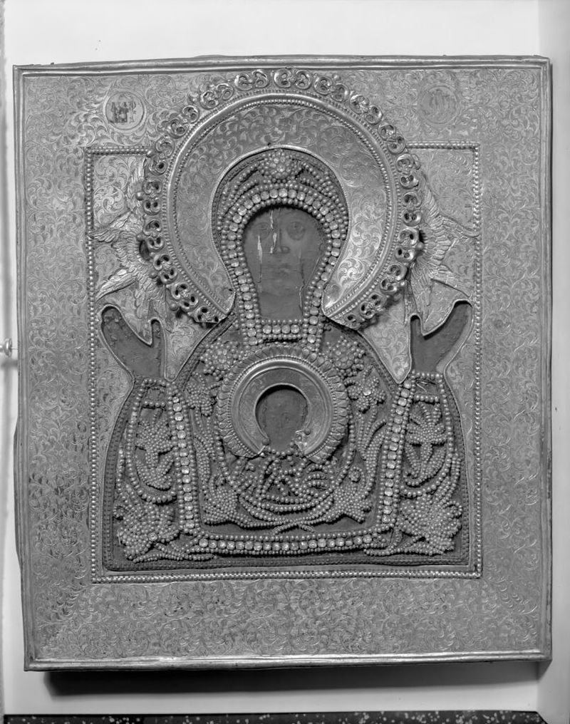 Virgen y Niño, temple sobre panel de artista no identificado