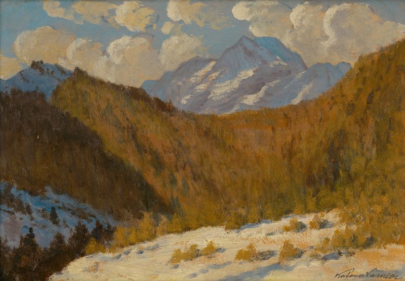 Paisaje de Early Spring in the Tatras de Ferdinand Katona, pintura al óleo
