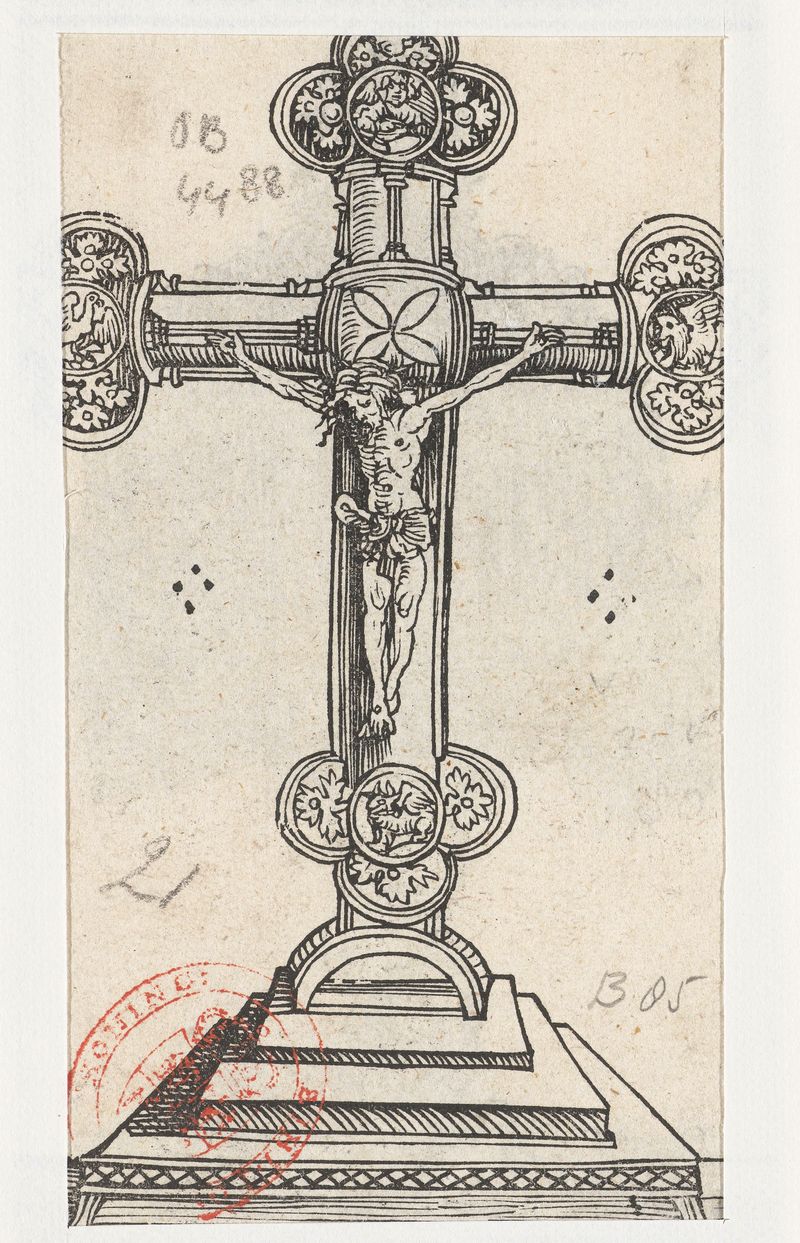 Crucifix of klaverkruis op een voet, papel de Lucas Cranach