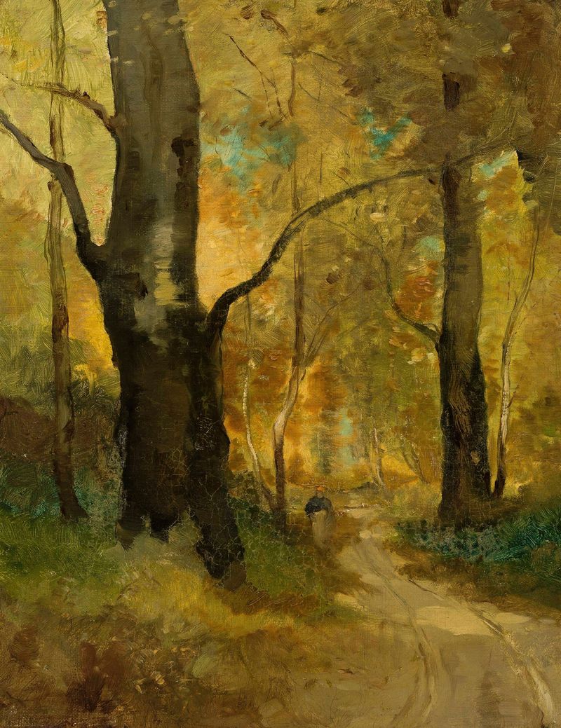 Forest in autumn, óleo sobre lienzo de Witold Pruszkowski