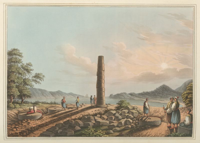 Ruinas del Templo de Juno en Samos, acuarela sobre papel de Luigi Mayer