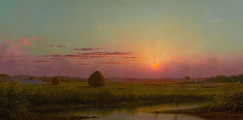 Atardecer sobre el pantano, óleo sobre lienzo de Martin Johnson Heade