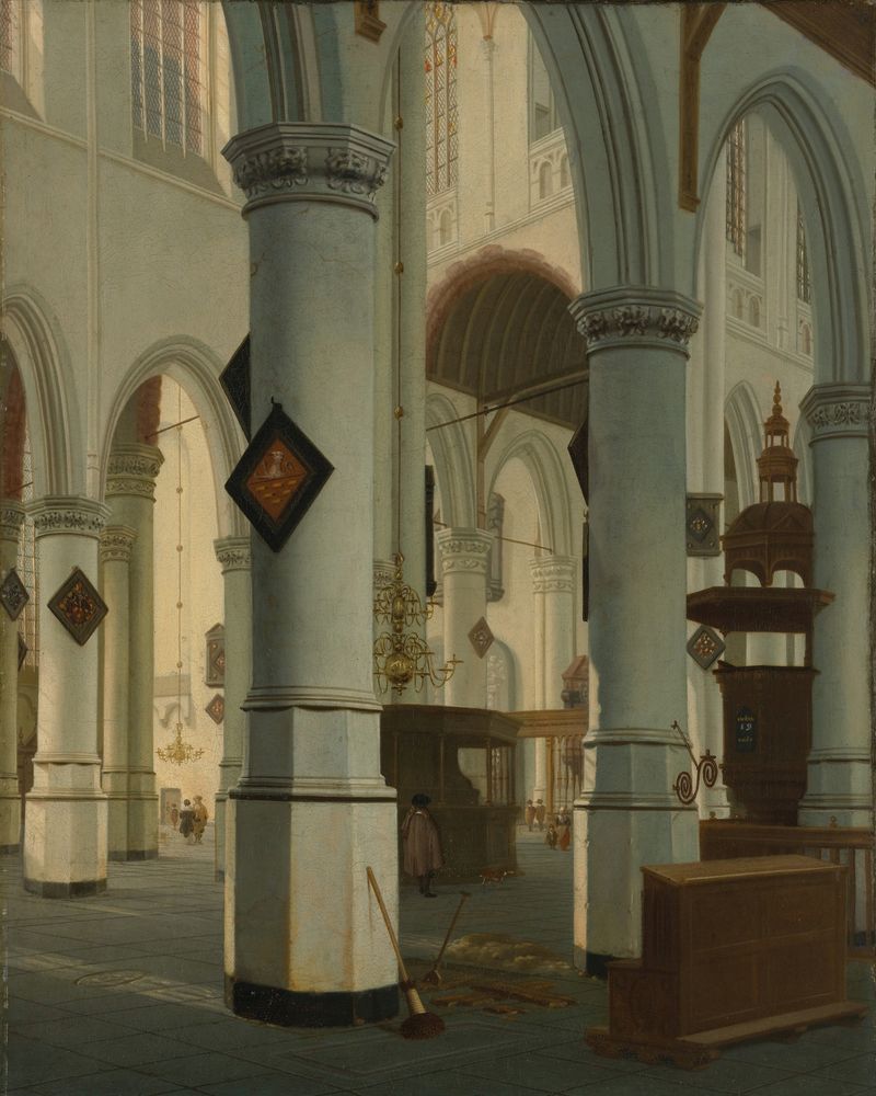 Interior of the Oude Kerk, Delft by Hendrick Cornelisz. van Vliet, oil painting