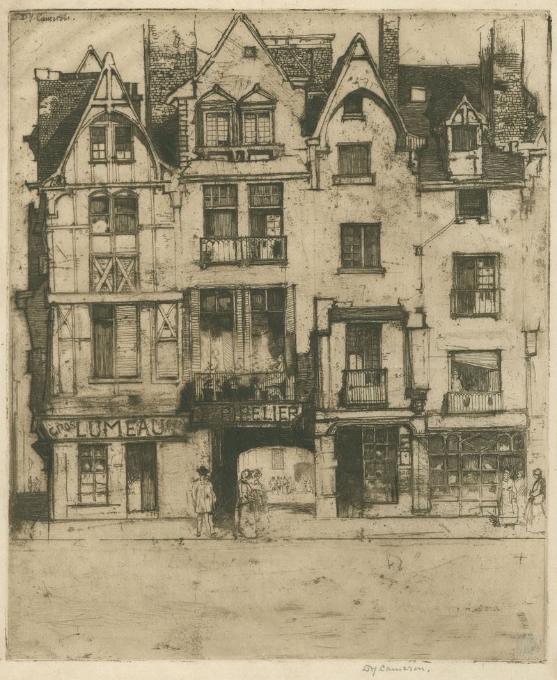Paisagem de Place Plumereau, Tours por David Young Cameron, impressionismo