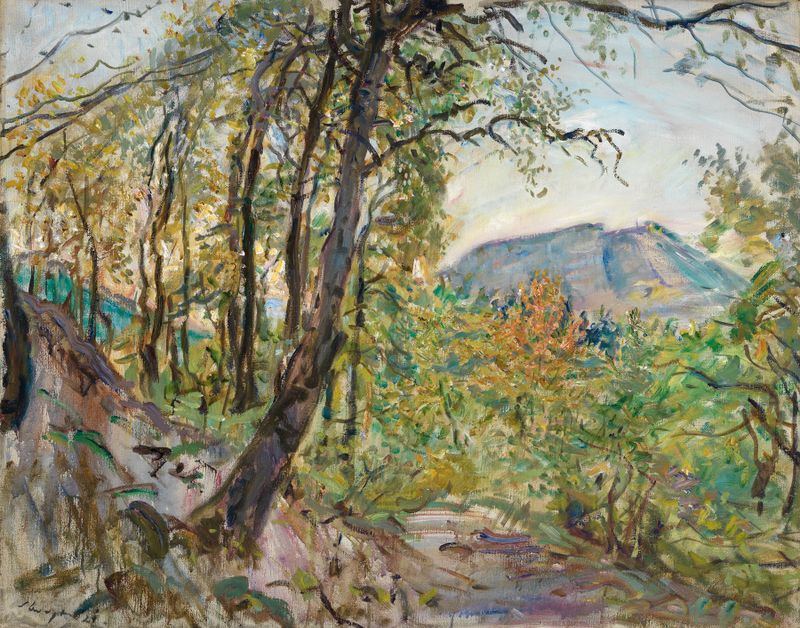 Pfälzische Landschaft by Max Slevogt, impressionism, landscape with vibrant greens