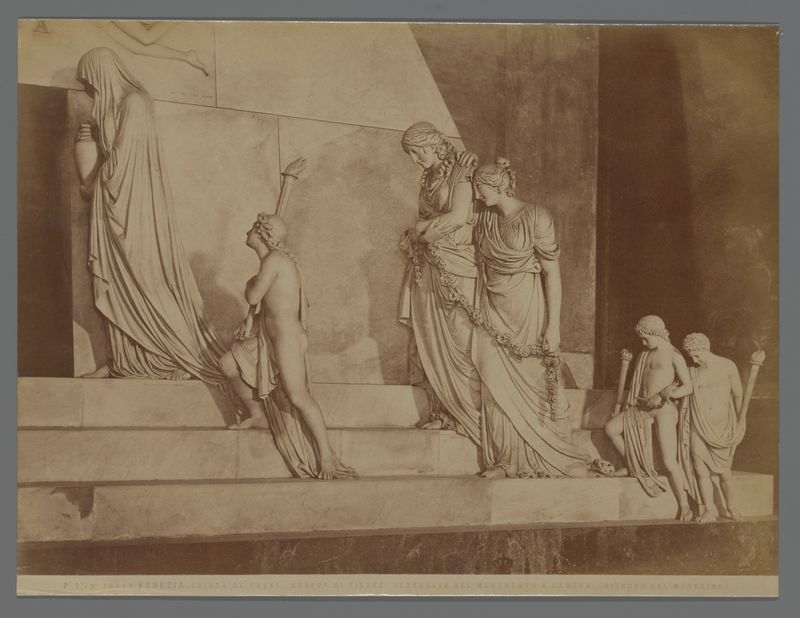 Detail of the marble monument for Canova by Fratelli Alinari, albumen print