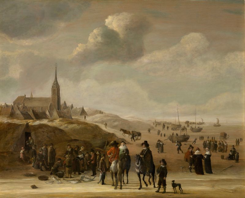 Marine scene with waves and golden light, oil painting by Cornelis Beelt