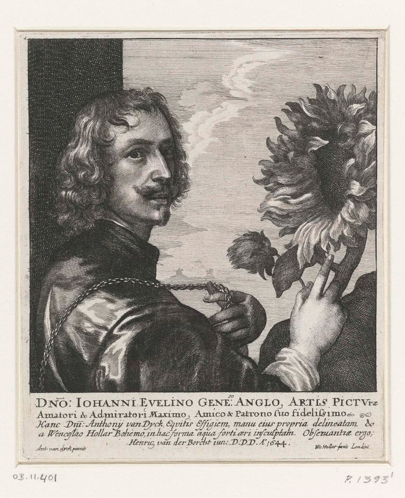 Grabado de Wenceslaus Hollar que representa a Anthony van Dyck en tela oscura.