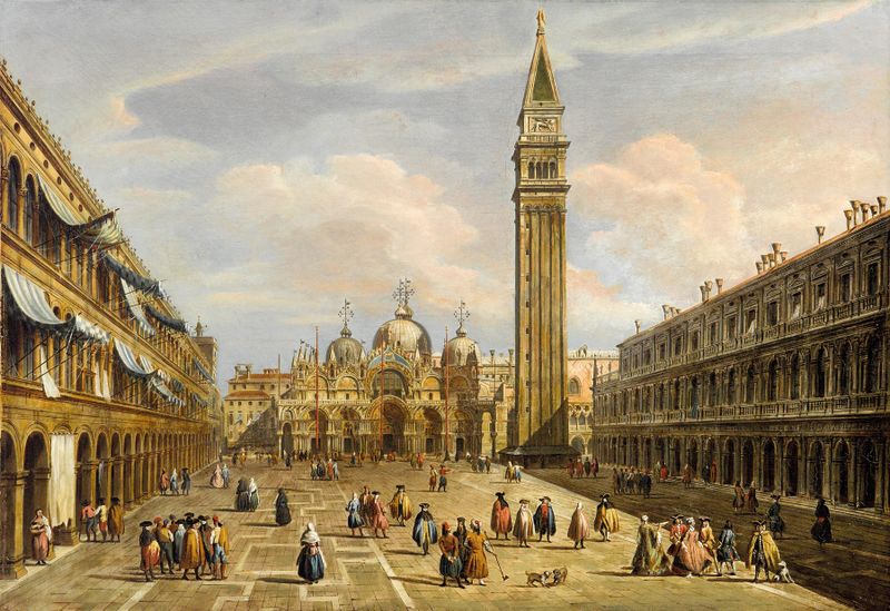 Piazza San Marco looking east towards the Basilica, oil on canvas by Francesco Zanin